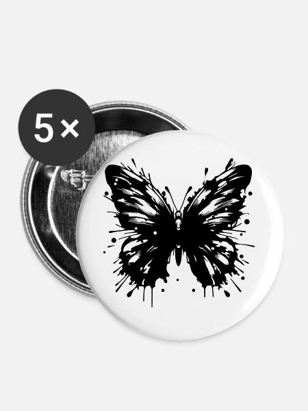 Schmetterling - Buttons groß 56 mm (5er Pack) - Weiß