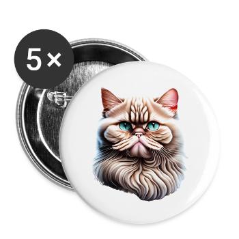 Chat, Animal de compagnie, Chat domestique, Chaton, Propriétaire de chat - Lot de 5 grands badges (56 mm) - blanc - Devant