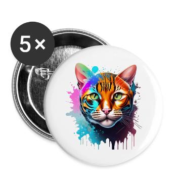 Cat, Pet, Kitten, Cat Owner, Domestic Cat - Buttons large 2.2''/56 mm (5-pack) - white - Front