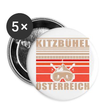Kitzbühel Österreich Retro Sunset Ski 80er Jahre - Buttons groß 56 mm (5er Pack) - Weiß - Vorne