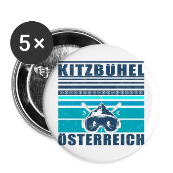 Kitzbühel Austria Retro Sunset Ski 80s - Buttons large 2.2''/56 mm (5-pack) - white - Front