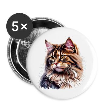 Kätzchen Katzenbesitzer Katze Haustier Hauskatze - Buttons groß 56 mm (5er Pack) - Weiß - Vorne
