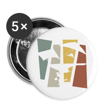 Vintage Retro Gleitschirmfliegen - Buttons groß 56 mm (5er Pack) - Weiß - Vorne