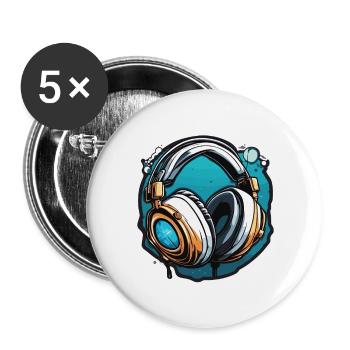 Headphones / Audio / Music / Sound / Studio / Cool - Buttons large 2.2''/56 mm (5-pack) - white - Front