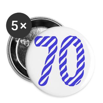 70. 70 ANS. 70e ANNIVERSAIRE. ANNIVERSAIRE 70 ANS. - Lot de 5 grands badges (56 mm) - blanc - Devant