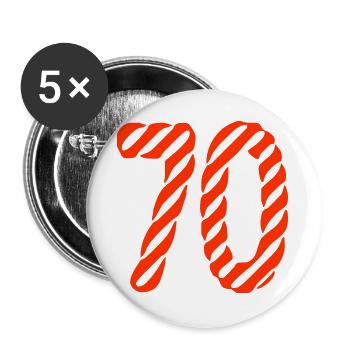 70. 70 ANS. 70e ANNIVERSAIRE. ANNIVERSAIRE 70 ANS. - Lot de 5 grands badges (56 mm) - blanc - Devant