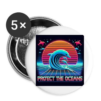 Protéger les océans Rétro - Lot de 5 grands badges (56 mm) - blanc - Devant