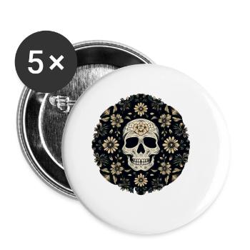 Skull Whirlwind Circle - Buttons groß 56 mm (5er Pack) - Weiß - Vorne