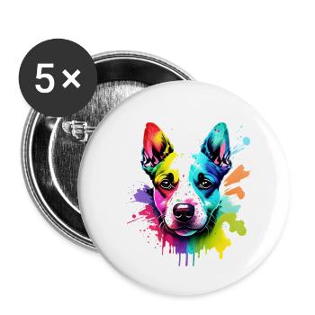 Hundehalter Hundebesitzer Terrier Hundewelpe Hund - Buttons groß 56 mm (5er Pack) - Weiß - Vorne