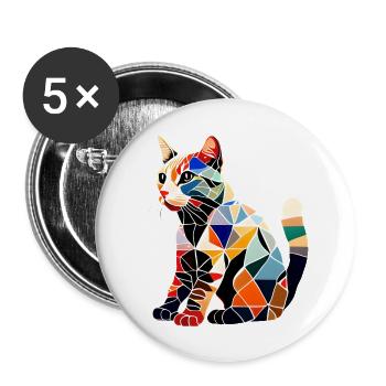 Cat, Cat Owner, Domestic Cat, Kitten, Siamese Cat - Buttons large 2.2''/56 mm (5-pack) - white - Front