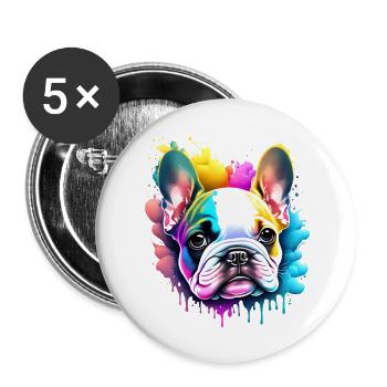 Bouledogue Chiens Propriétaire De Chien Propriétaire De Chien Chien - Lot de 5 grands badges (56 mm) - blanc - Devant