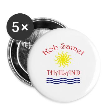 Koh Samet Island Sonne und Wellen Design - Buttons groß 56 mm (5er Pack) - Weiß - Vorne