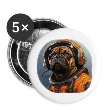 Pug Austronaut - Buttons large 2.2''/56 mm (5-pack) - white - Front