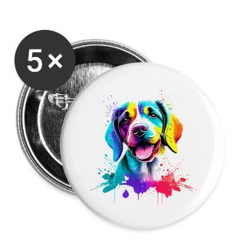 Labrador Propriétaire Labrador Retriever chiot - Lot de 5 grands badges (56 mm) - blanc - Devant