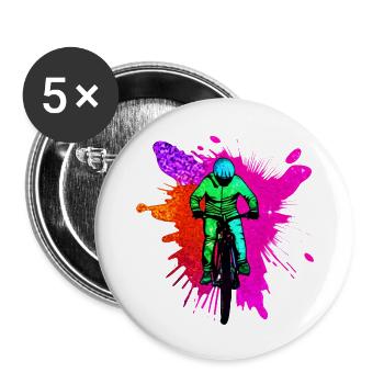 Fahrrad Radfahrer Fahrradfahrer Radeln Radfahren - Buttons groß 56 mm (5er Pack) - Weiß - Vorne