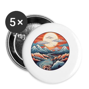 Abstrakte Alpen - Buttons groß 56 mm (5er Pack) - Weiß - Vorne