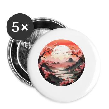 Blütenlandschaft - Buttons groß 56 mm (5er Pack) - Weiß - Vorne