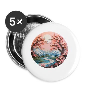 Cherry-Overlook - Buttons groß 56 mm (5er Pack) - Weiß - Vorne