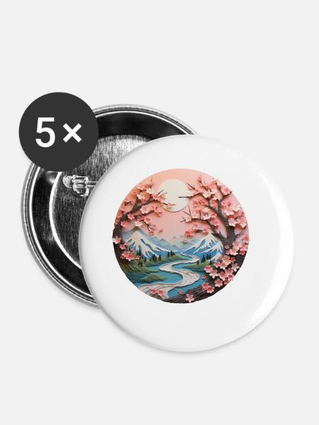 Cherry-Overlook - Buttons groß 56 mm (5er Pack) - Weiß