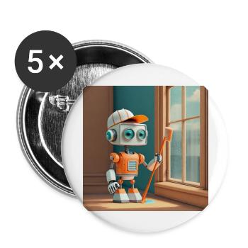 cute little orange futuristic vintage robot - Buttons large 2.2''/56 mm (5-pack) - white - Front