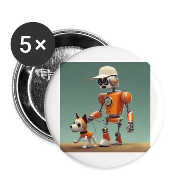 mignon petit orange futuriste vintage robots - Lot de 5 grands badges (56 mm) - blanc - Devant