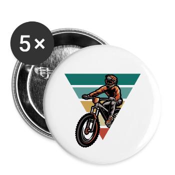 Vélo vintage - idée cadeau rétro - Lot de 5 grands badges (56 mm) - blanc - Devant
