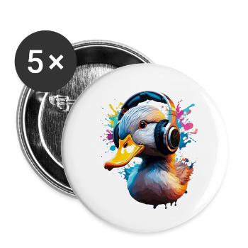 Headphones / Audio / Music / Animal / Duck / Cool - Buttons large 2.2''/56 mm (5-pack) - white - Front