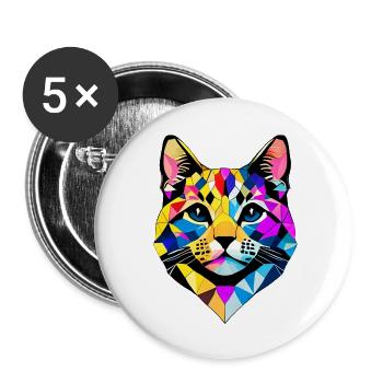 chaton, chat, chat siamois, chat domestique, propriétaire de chat - Lot de 5 grands badges (56 mm) - blanc - Devant
