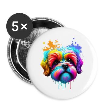 Dog Owner Yorkshire Terrier Dog Puppy - Buttons large 2.2''/56 mm (5-pack) - white - Front