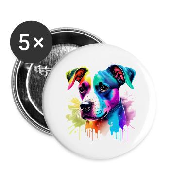 Propriétaire de chien, Terrier, Chien, chiot, Berger allemand - Lot de 5 grands badges (56 mm) - blanc - Devant