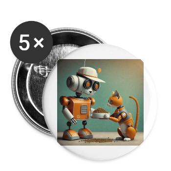 mignon petit orange futuriste vintage robots - Lot de 5 grands badges (56 mm) - blanc - Devant