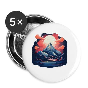 Zen Mountains - Buttons large 2.2''/56 mm (5-pack) - white - Front