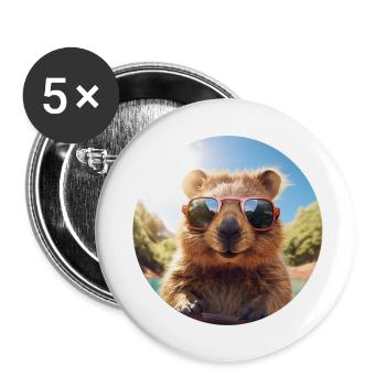 Keep smiling Quokka - Buttons groß 56 mm (5er Pack) - Weiß - Vorne