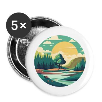 Paysage - Lot de 5 grands badges (56 mm) - blanc - Devant