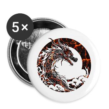 Fantasy Dragon Anime Dragon Head Mythical reptile - Buttons large 2.2''/56 mm (5-pack) - white - Front