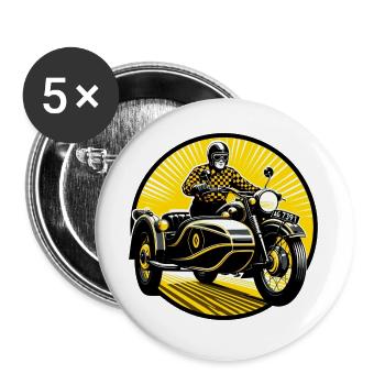 Gespannfahrer in der Sonne - Buttons groß 56 mm (5er Pack) - Weiß - Vorne