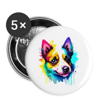 Propriétaire de chien Chien Yorkshire Terrier chiot - Lot de 5 grands badges (56 mm) - blanc - Devant