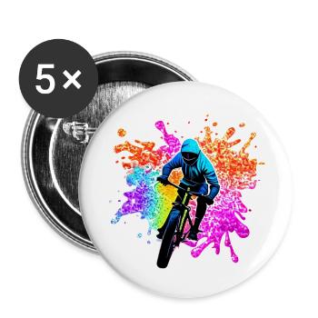 Radfahrer Radeln Fahrradfahrer Radfahren Fahrrad - Buttons groß 56 mm (5er Pack) - Weiß - Vorne