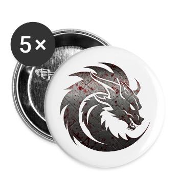 Fantasy Drache Anime Drachenkopf Mythisches Reptil - Buttons groß 56 mm (5er Pack) - Weiß - Vorne