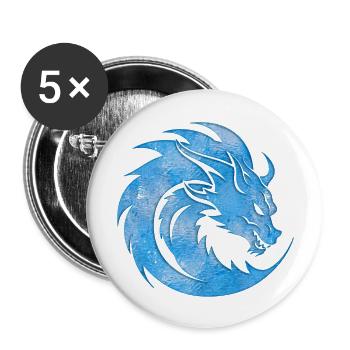 Fantasy Drache Anime Drachenkopf Mythisches Reptil - Buttons groß 56 mm (5er Pack) - Weiß - Vorne
