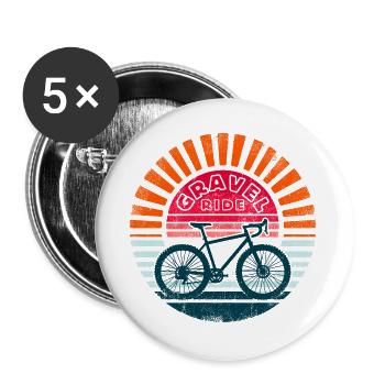 Balade en gravier vintage - Lot de 5 grands badges (56 mm) - blanc - Devant