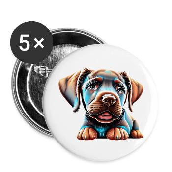 Labrador Propriétaire Chiot Labrador Retriever - Lot de 5 grands badges (56 mm) - blanc - Devant