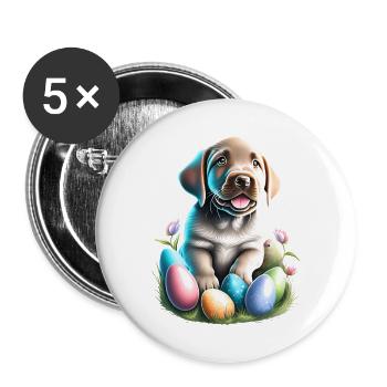Labrador Retriever Easter Easter Eggs Dog Puppy - Buttons large 2.2''/56 mm (5-pack) - white - Front