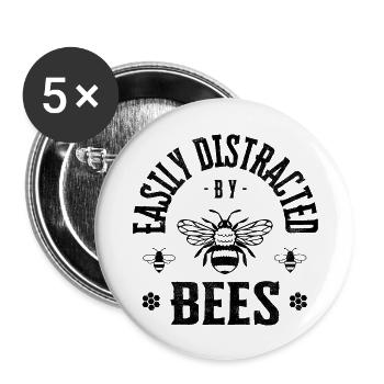 Easily distracted by bees - Buttons groß 56 mm (5er Pack) - Weiß - Vorne
