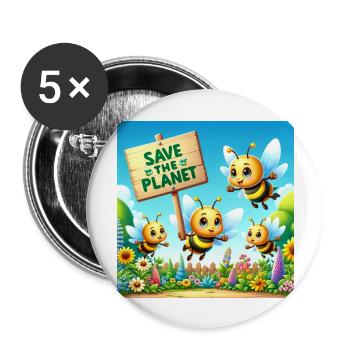 Famille d’abeilles - Lot de 5 grands badges (56 mm) - blanc - Devant