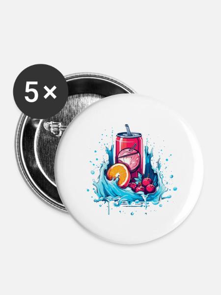 Cherry Softdrink Geschenk - Buttons groß 56 mm (5er Pack) - Weiß