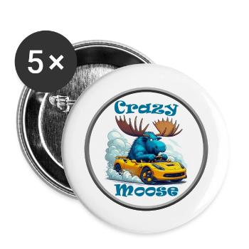 Crazy Moose Power - Buttons groß 56 mm (5er Pack) - Weiß - Vorne