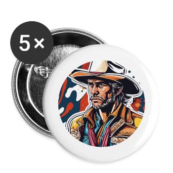 Cowboy / Wild West / Desert / Lasso / Rodeo - Buttons large 2.2''/56 mm (5-pack) - white - Front