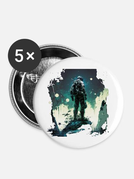 Raumfahrer - Buttons groß 56 mm (5er Pack) - Weiß