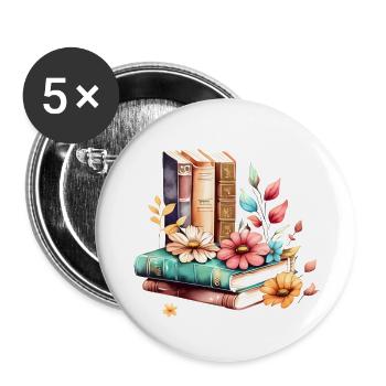 Book Lover Reading Books Reader Gift Book - Buttons large 2.2''/56 mm (5-pack) - white - Front
